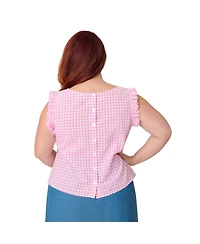 Smak Parlour Women's Plus Size 1960s Ruffle Cotton Blouse