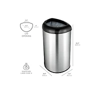Ninestars Open Top Commercial Trash Can, 13 Gal 50L, Stainless Steel
