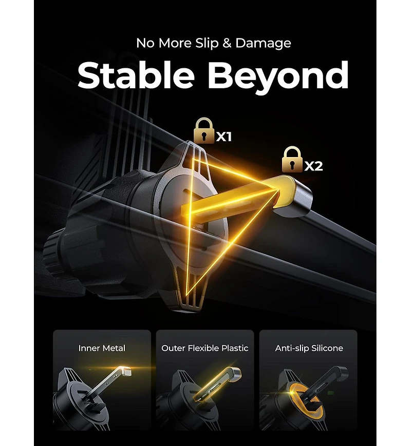 Lisen Car Vent Phone Mount, Adjustable Air Vent Holder with Extension Arm, One-Touch Release Hands-Free Mount for iPhone, Samsung, Android