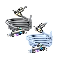 Lisen 2-Pack 240W 4-in-1 Charging Cable, Usb-c and Lightning Multi Charger Cable for All Devices, Fast Charging Cord for Travel