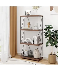 Gouun 4-Tier Freestanding Bookshelf with Metal Frame and Mdf Shelves