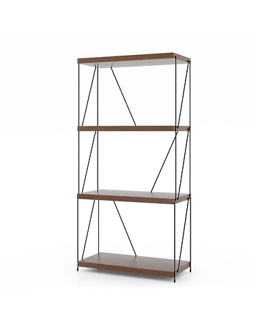 Gouun 4-Tier Freestanding Bookshelf with Metal Frame and Mdf Shelves