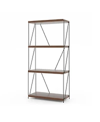 Gouun 4-Tier Freestanding Bookshelf with Metal Frame and Mdf Shelves