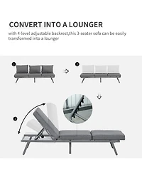 Outsunny 3-Piece Patio Couch Furniture Set with 2 Convertible Sofas,