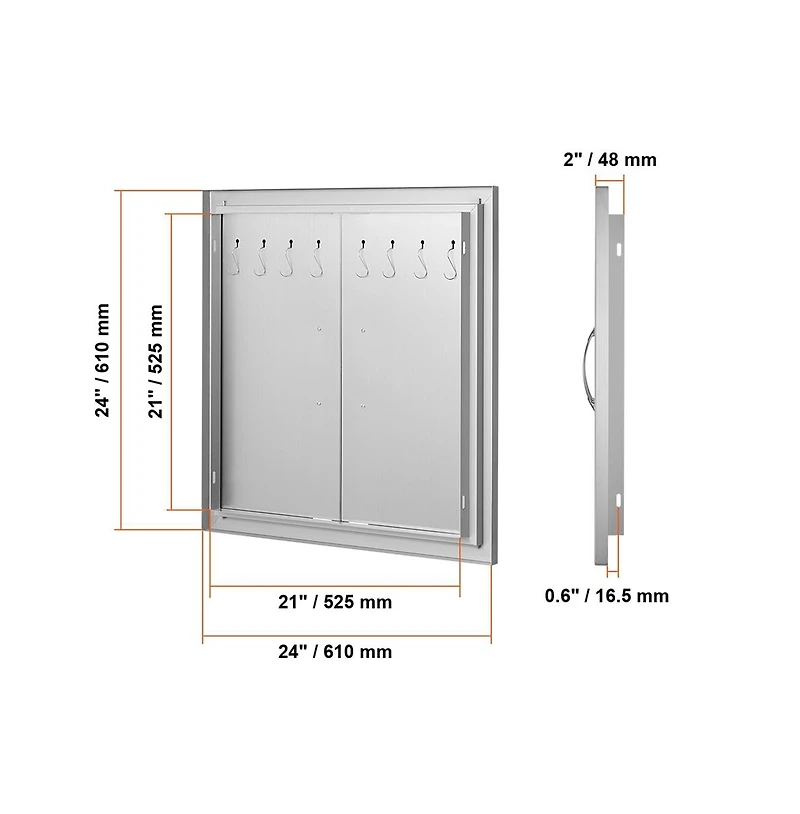 Sugift Bbq Access Door 24W x 24H in Double Outdoor Kitchen Stainless Steel