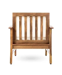 Rainsken Outdoor Accent Chair, Acacia Wood Patio Chair with Thick Cushions and Slat Panel Design, Weather Resistance for Backyard Poolside