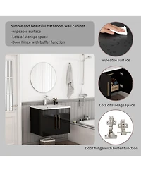 Sillysis Wall Mounted Bathroom Vanity with Sink, Double Doors, Soft Close Hinges