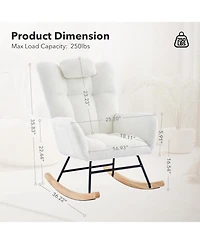 gaomon Upholstered Rocking Chair with Padded Seat and High Backrest