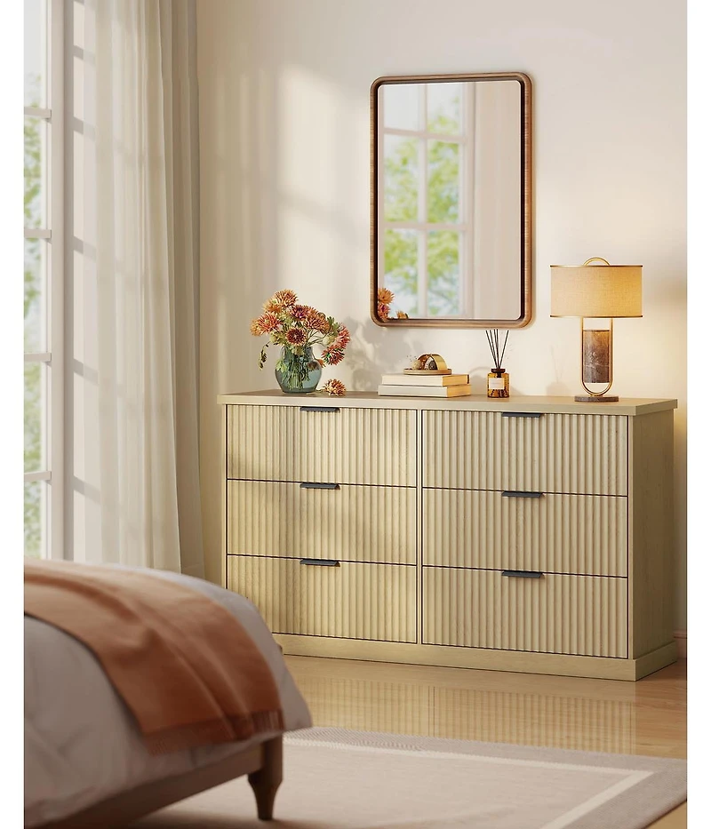 Slickblue 6 Drawer Bedroom Storage Dresser Double Wide Organizer Unit