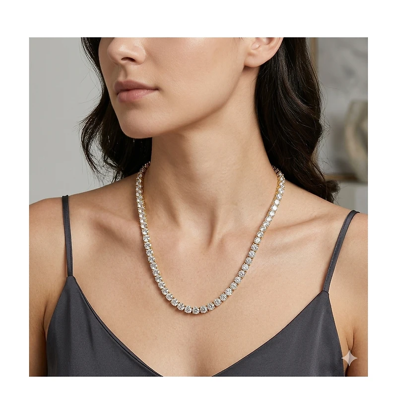 Simona Elegant Round 4mm Brilliant Cubic Zirconia Tennis Necklace.