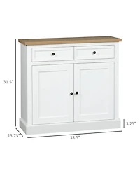 Clihome Kitchen Buffet Cabinet 2-Tier Storage with 2 Drawers and Adjustable Shelves