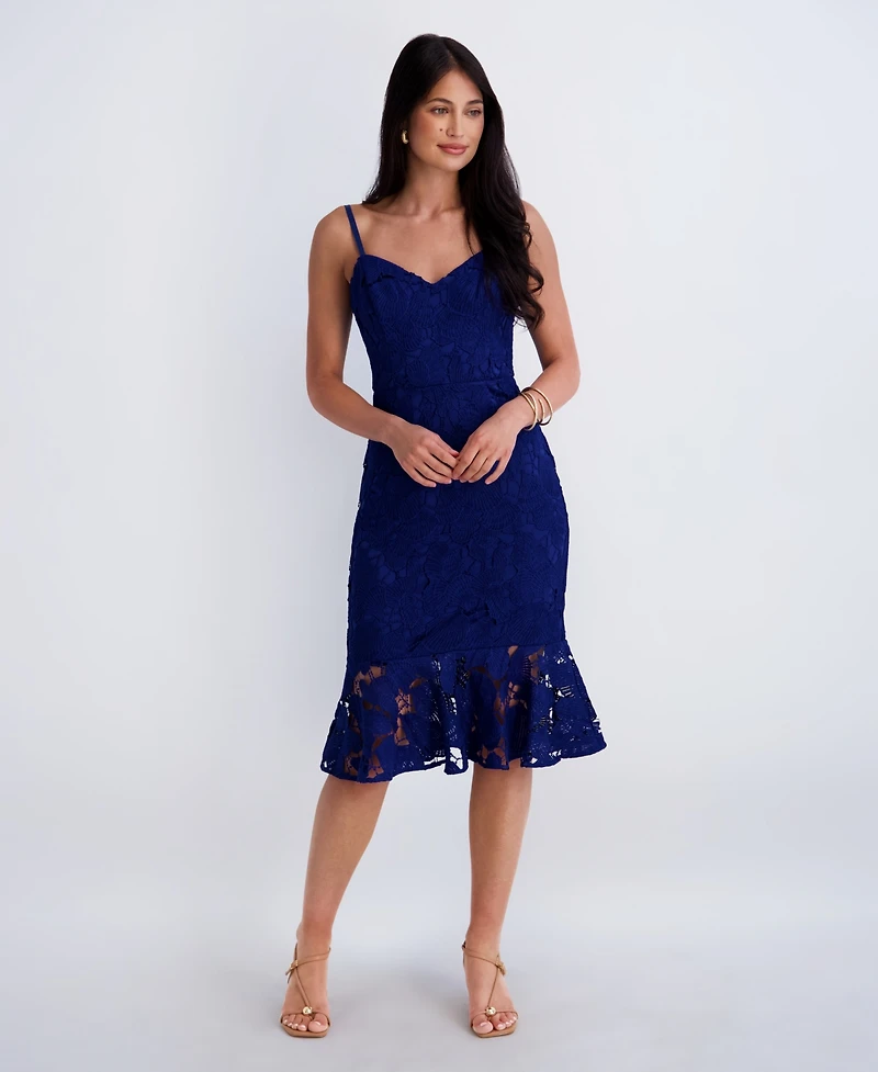 Siena Women's Lace Flounce Sweetheart Neck Dress