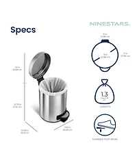 Ninestars Step-On Trash Can 13.2 Gallon, D Shaped