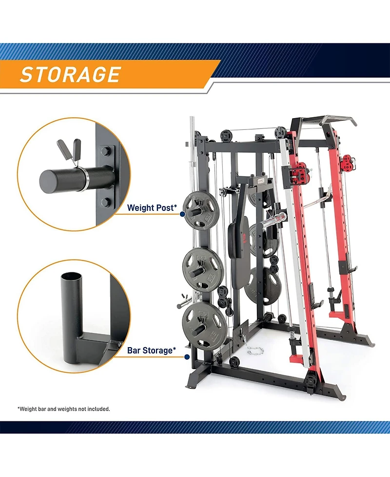 Marcy Sm-7409 Smith Machine Cage Multi Purpose Home Gym Training System, White