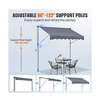 Sugift 118 in Manual Retractable Patio Awning Sunshade Shelter with 39 in Drop Down Curtain
