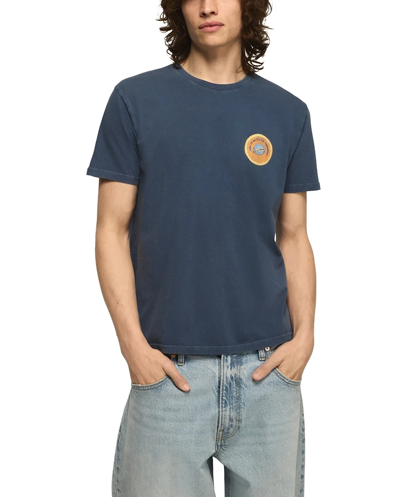 Lucky Brand Men's Blue Moon Orange Graphic T-Shirts