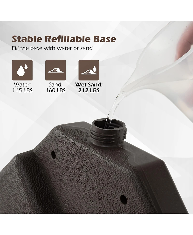 Sugift 20 in Water Filled Patio Umbrella Base Plate for Offset Umbrellas