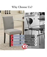 gaomon Dining Chairs Set of 4 Upholstered Parsons Diner Room Chair Sets Fabric Kitchen Chairs with Nailhead Trim/Solid Wood Legs