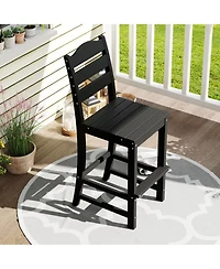 Gouun Outdoor Hdpe Counter Height Bar Stool with Back, Armrests and Built-In Footrest
