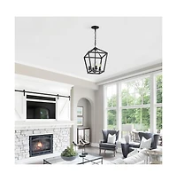 16-inch Modern Matte Black Iron Chandelier