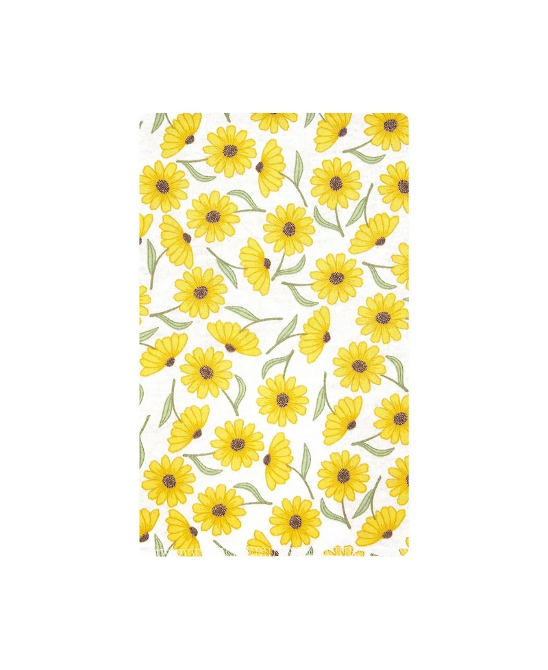 Hudson Baby Girl Cotton Poly Flannel Burp Cloths Bundle, Yellow Daisy, One Size