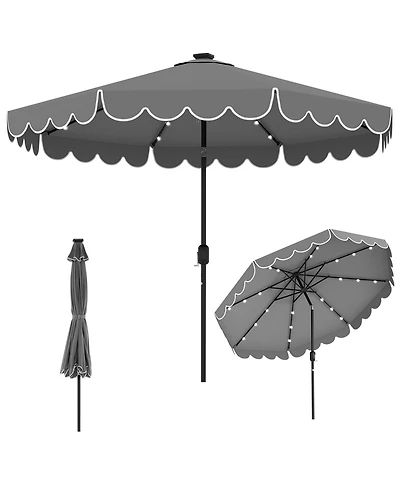 Slickblue Outdoor Solar Umbrella with 24 Led Lights Patio Canopy