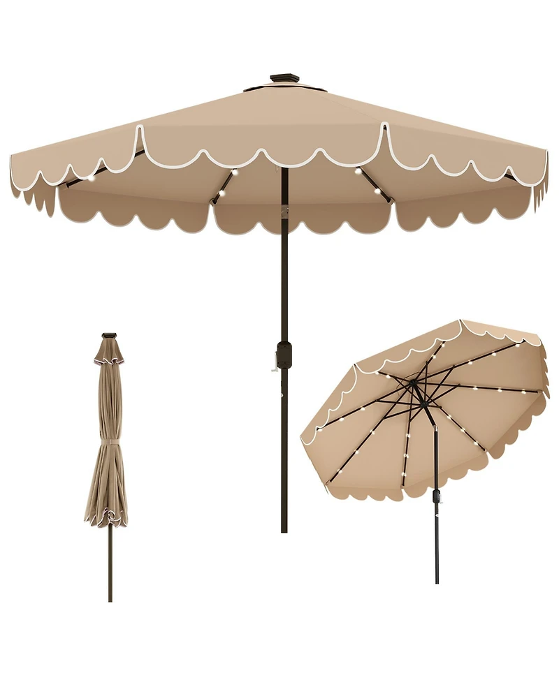 Slickblue Outdoor Solar Umbrella with 24 Led Lights Patio Canopy