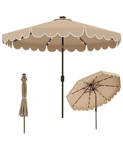 Slickblue Outdoor Solar Umbrella with 24 Led Lights Patio Canopy