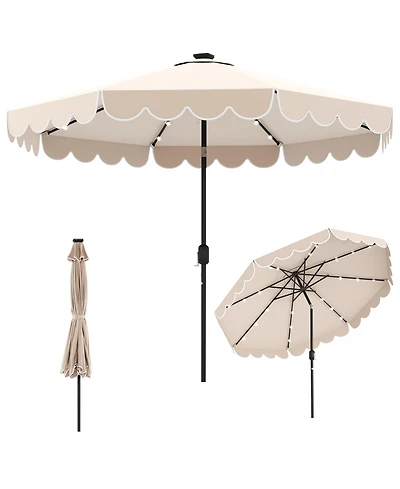 Slickblue Outdoor Solar Umbrella with 24 Led Lights Patio Canopy