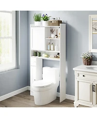 Gymax Over the Toilet Cabinet Space-saving Bathroom Storage Organizer w/ Sliding Door