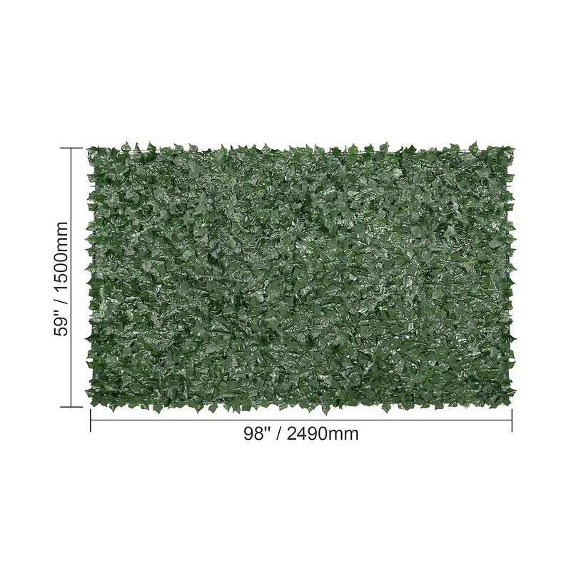 Sugift 59 x 98 in Ivy Privacy Fence Artificial Faux Leaf Wall Screen with Mesh Backing for Yard