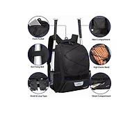 Furlihong Baseball Bag Softball Backpack for Youth and Adult - T Ball Bat Equipment with Helmet Holders Shoe Compartmen