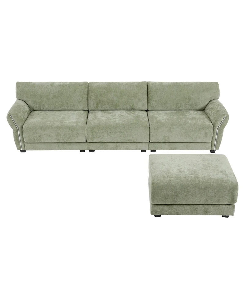 Streamdale Furniture 110" Modular Sectional Sofa with Ottoman & Usb Charger