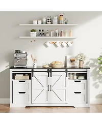 gaomon Farmhouse TV Stand for Up to 70 Inch Tvs, Rustic Cabinet with Sliding Barn Doors, 4 Drawers & Adjustable Shelf