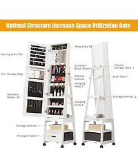 gaomon Jewellery Cabinet Jewellery Organiser With 360degree(s) Swivel Body Full Length Mirror With Locking Cabinet