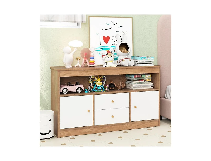 Slickblue Kids Toy Storage Organizer with Open Shelf and 2 Drawers
