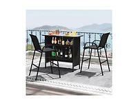 Slickblue Outdoor 3-Piece Bar Set with 2-Tier Storage and Footrest
