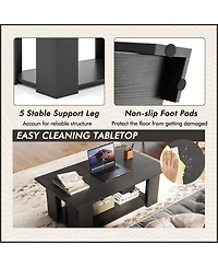 Large 2-Tier Modern Coffee Table with Storage Shelf for Living Room