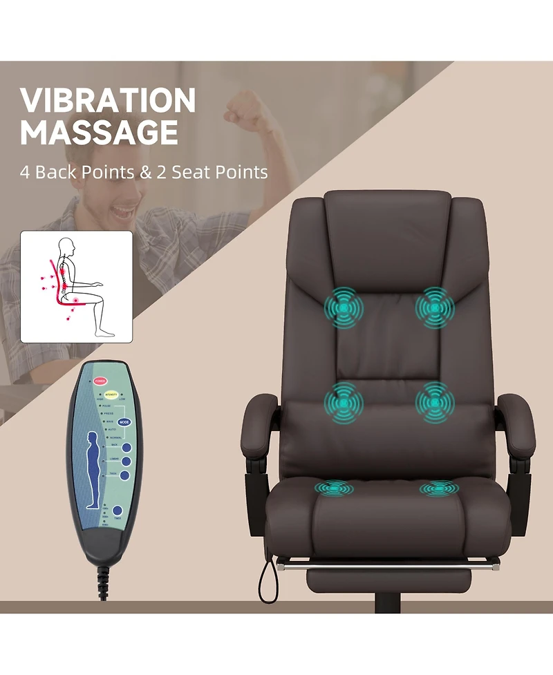 Boyel Living High Back Massage Office Chair with 6 Vibration Points Pu Leather Reclining