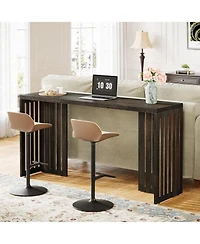 Tribesigns Bar Table, 63-Inch Counter Height Pub Industrial Rectangular High Top Kitchen & Dining Tables with Louvere