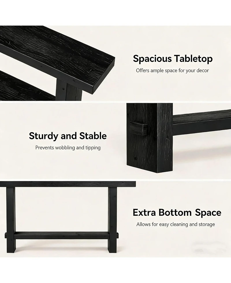 Tribesigns 63-Inch Solid Wood Console Table, 2-Tier Narrow Farmhouse Entryway Table for Hallway, Entrance, Living Room