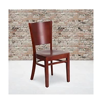Emma+Oliver 2 Pack Solid Back Wooden Restaurant Chair