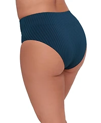 S3 Apparel Women's Smoothing and Sculpting Ribbed Banded High-Waist Swimsuit Bikini Bottoms