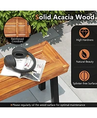 Gouun Outdoor Backless Acacia Wood Bench for 2-3 People