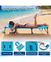Gouun Folding Face-Down Tanning Chair with 3 Removable Pillows