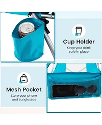 Gouun Set of 2 Lightweight Folding Beach Chairs with Padded Armrests