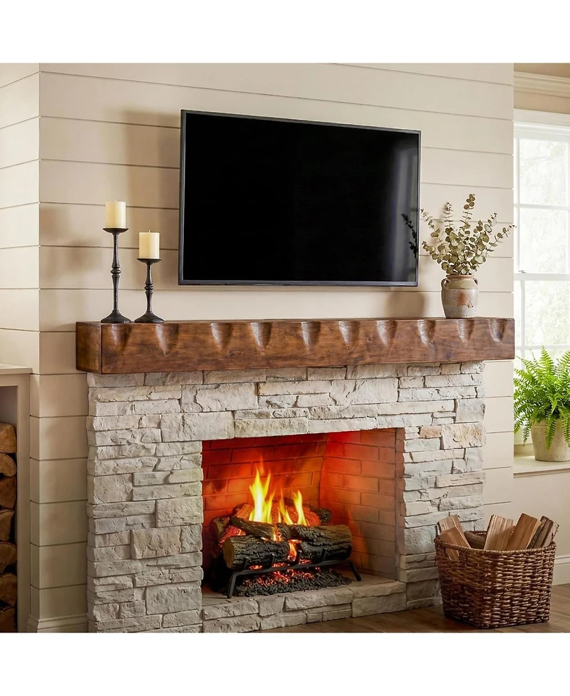 Tribesigns Fireplace Mantel Shelf, 63-Inch Solid Wood Wall Floating Mantel Shelf for Over Fireplace