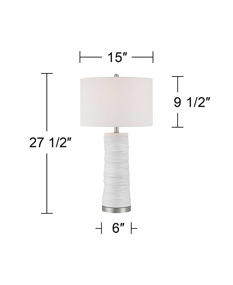 360 Lighting Contours 27 1/2" High Modern White Ceramic 3-Way Table Lamp