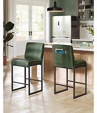 Slickblue Modern Bar Stools Set of 2 Counter Height with Back Support