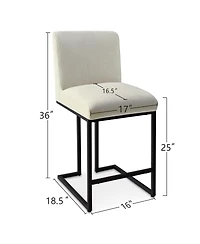 Maison Boucle 25" Upholstered Counter Height Stools Set of 4, Kitchen Island